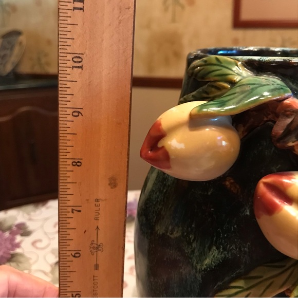 HAND CRAFTED VASE ADDED VINES AND FRUIT - Picture 8 of 16